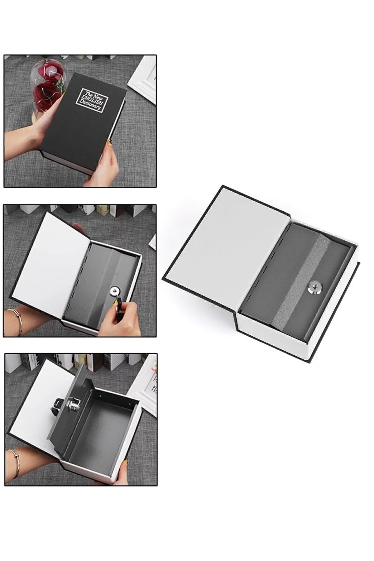 Kitap Görünümlü Anahtarlı Çelik Mini Kasa